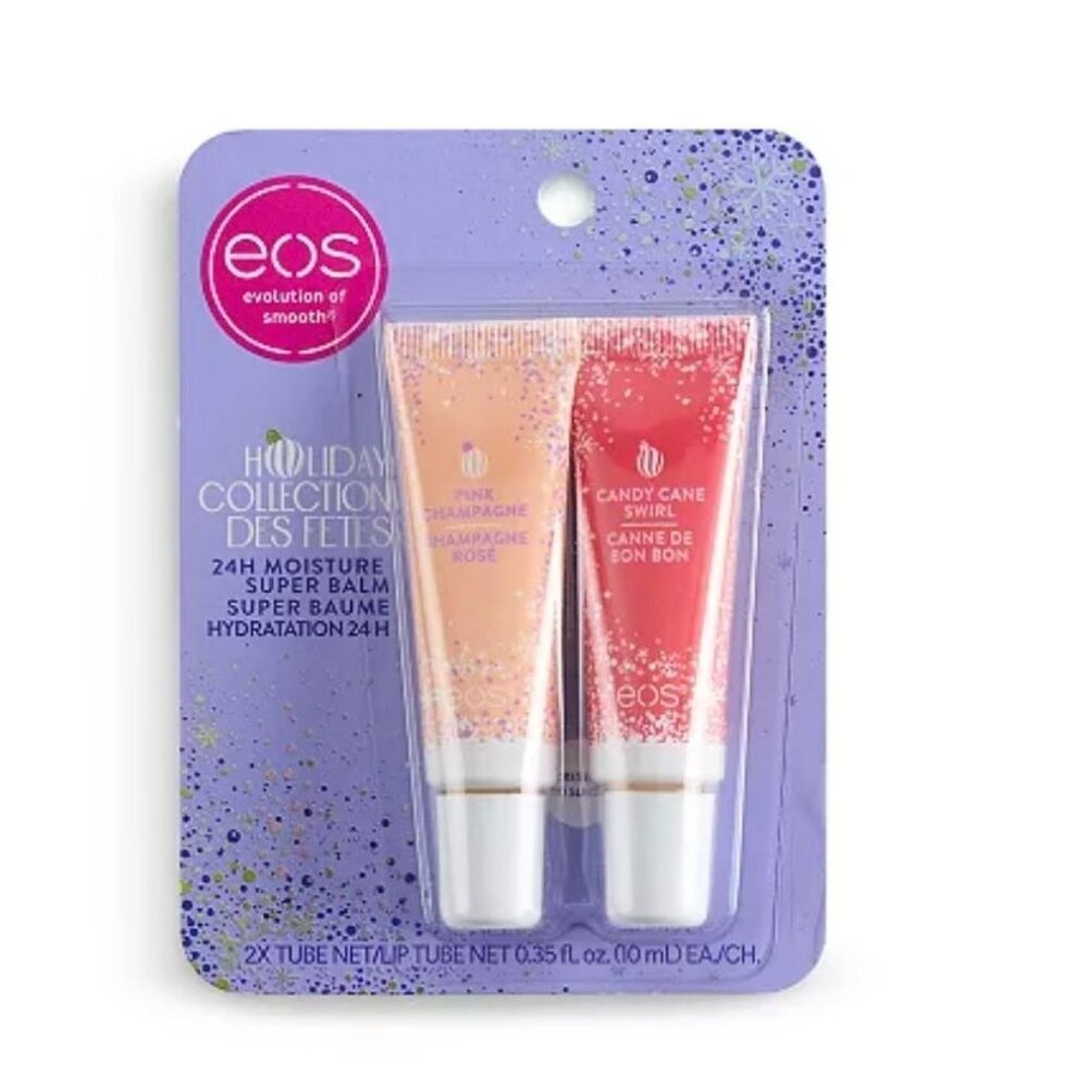 eos Holiday Super Balm - Candy Cane Swirl & Pink Champagne - 0.7 fl oz/2pack